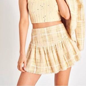 NWT Loveshackfancy wool blend tweed mini skirt